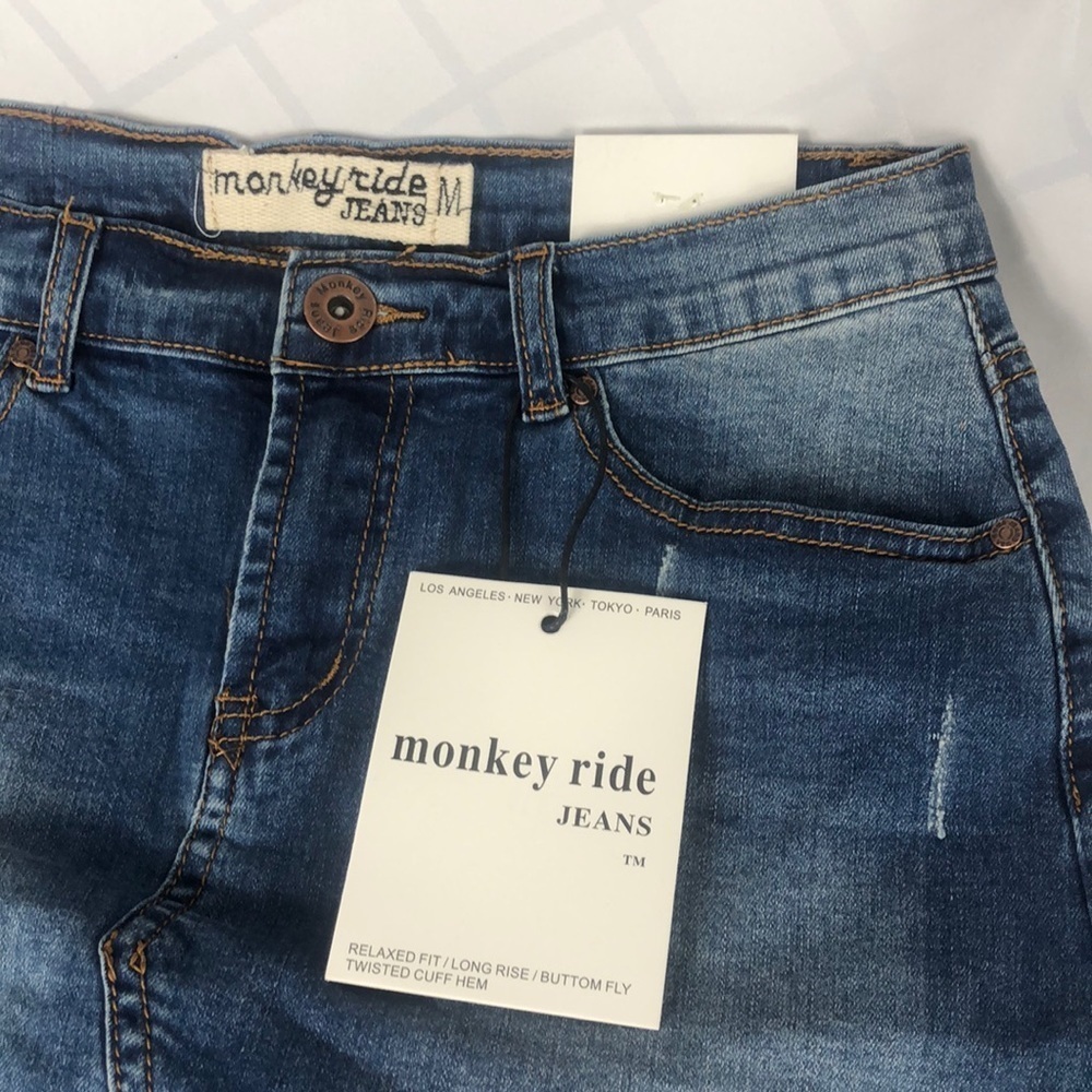 Monkey ride Denim jeans mini skirt Cut-off Blue Size Medium - Picture 5 of 6